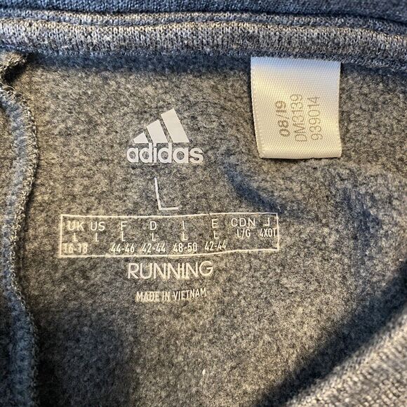 Adidas Running Women's Size Large (L) Gray Long Sleeve Sweatshirt 3 White Stripe - Picture 4 of 7